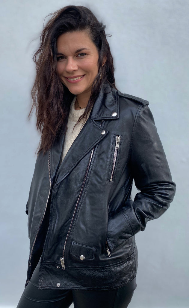 Notyz Jakke - Oversized Biker - Grey w. Silver acc.