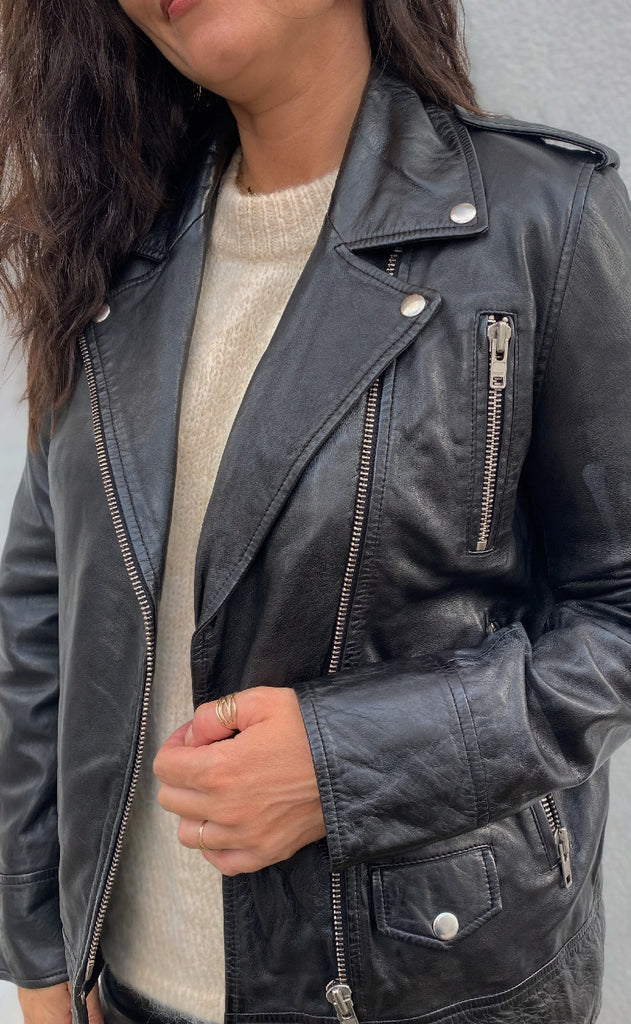 Notyz Jakke - Oversized Biker - Grey w. Silver acc.