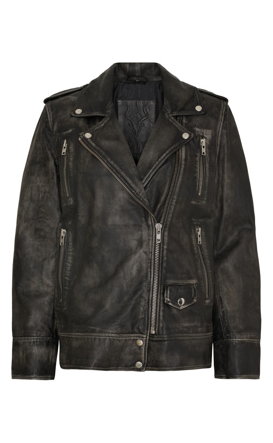 Notyz Jakke - Oversized Biker - Grey w. Silver acc.