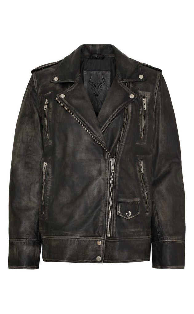 Notyz Jakke - Oversized Biker - Grey w. Silver acc.