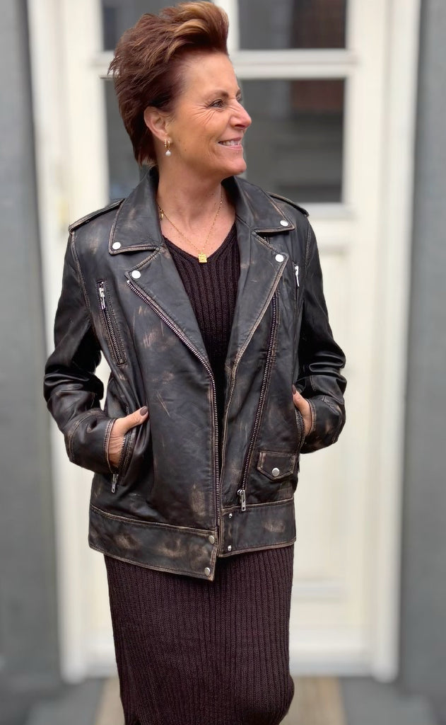 Notyz Jakke - Oversized Biker - Walnut w. Silver acc.