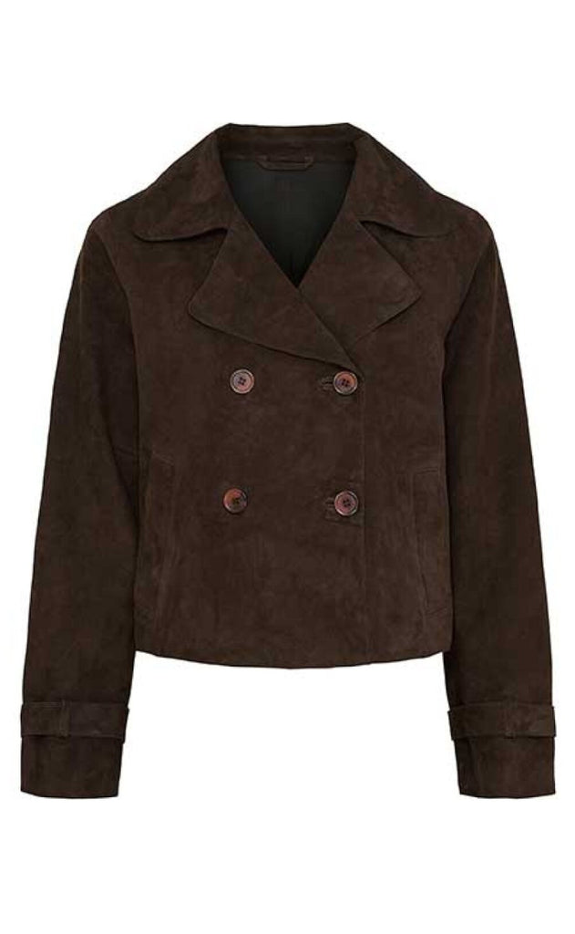 Notyz Jakke - Short Trenchcoat - Dark Chocolate Brown