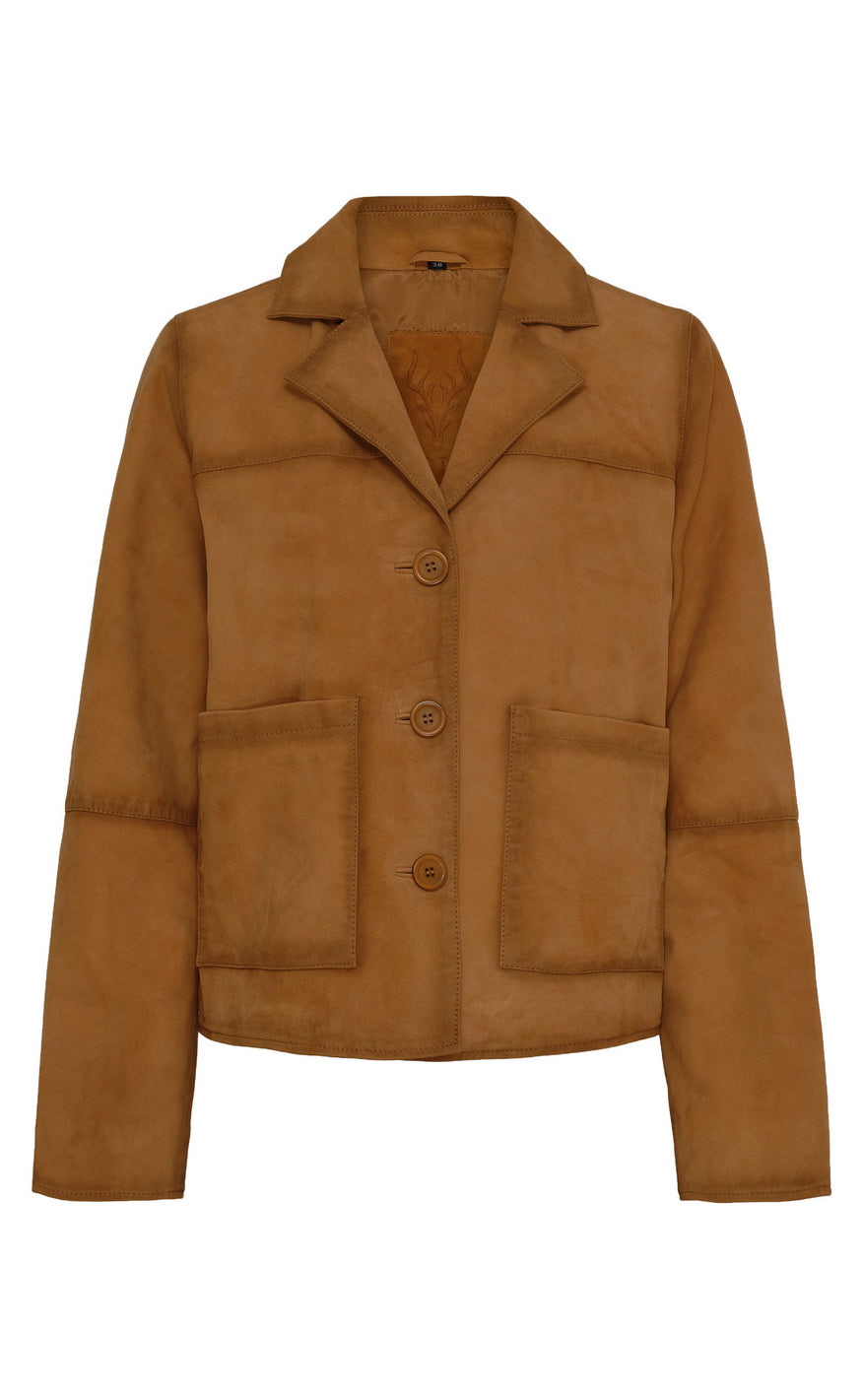 Notyz Jakke - Suede Blazer - Caramel