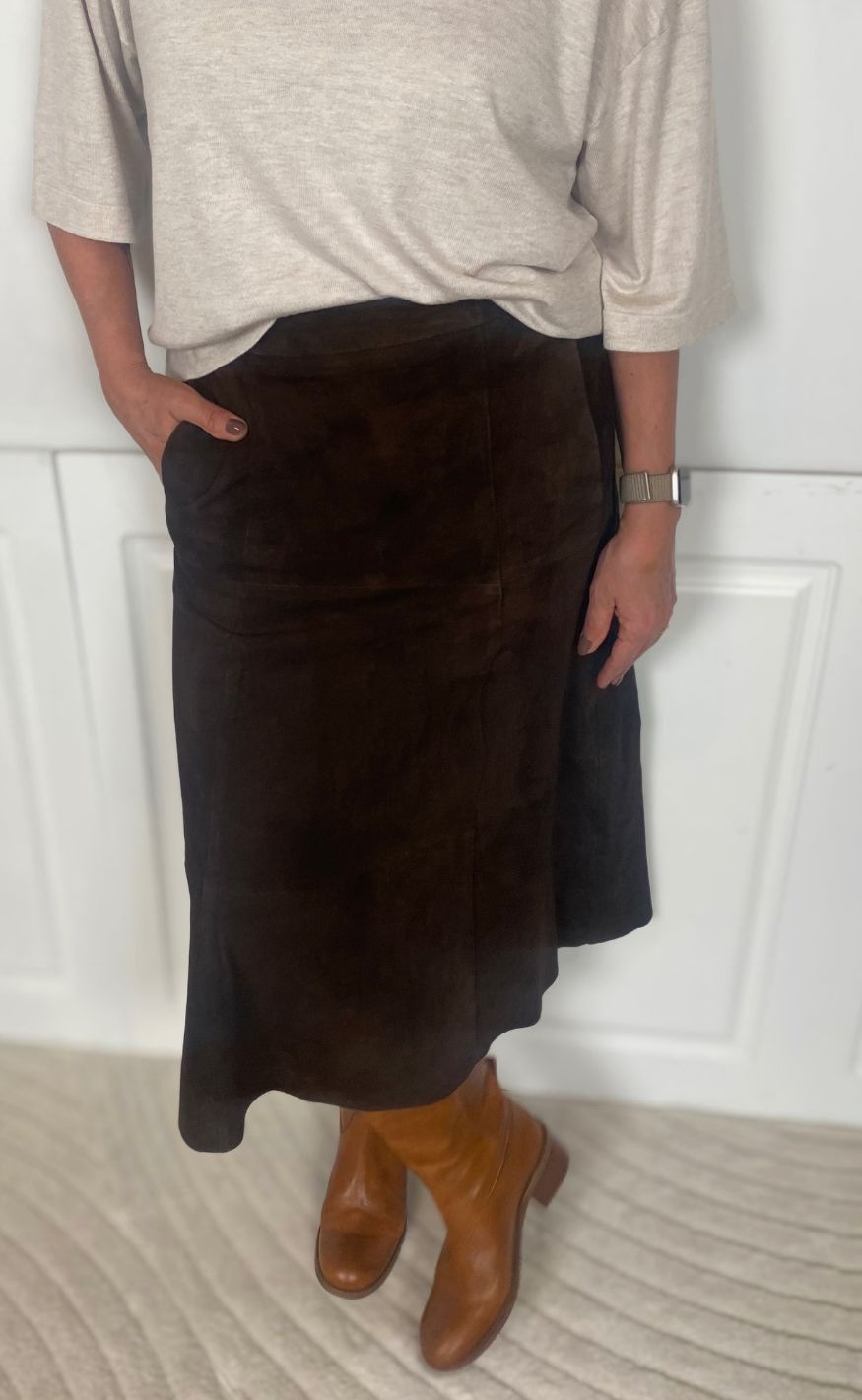 Notyz Nederdel - Suede Skirt - Dark Chocolate Brown