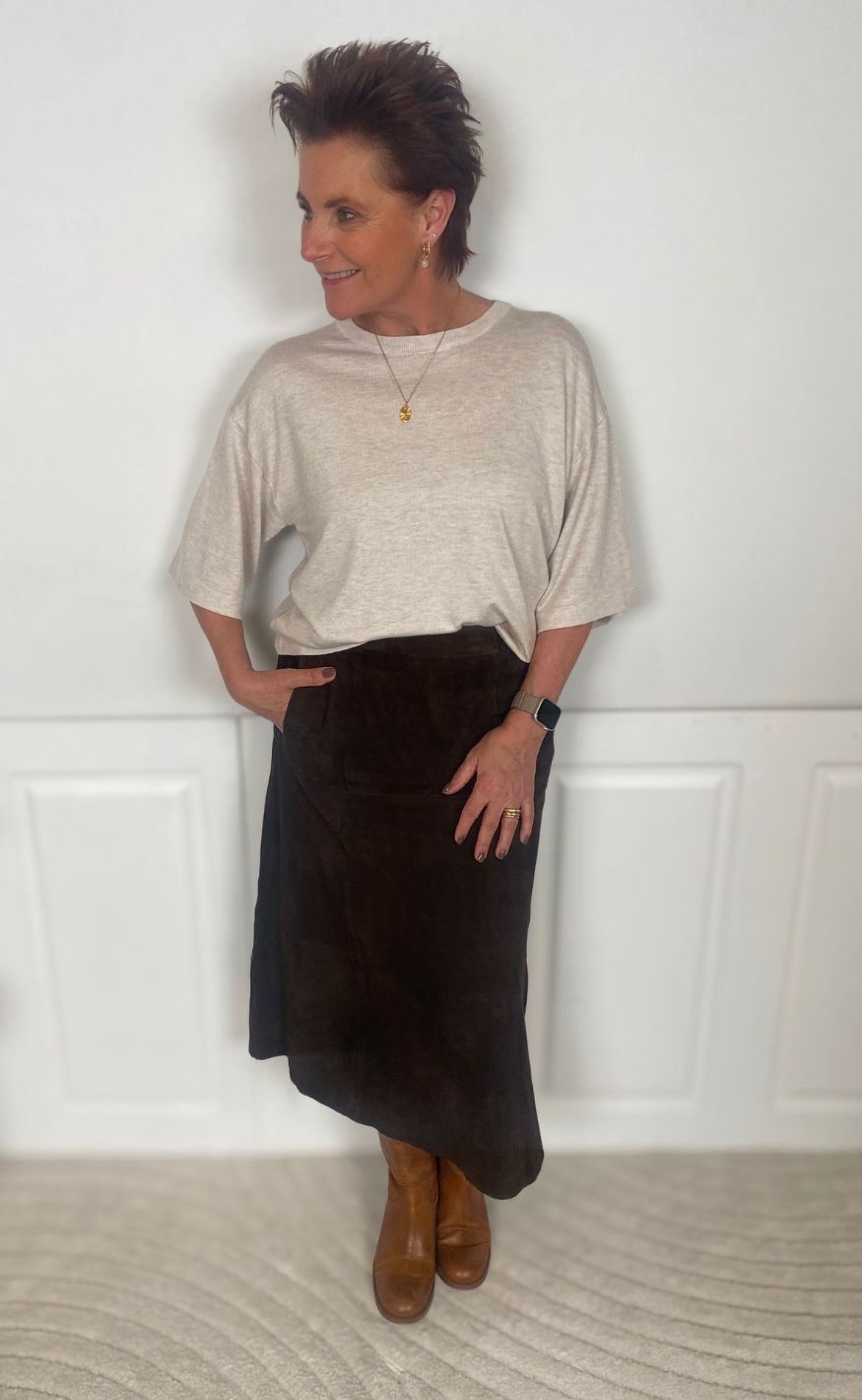 Notyz Nederdel - Suede Skirt - Dark Chocolate Brown