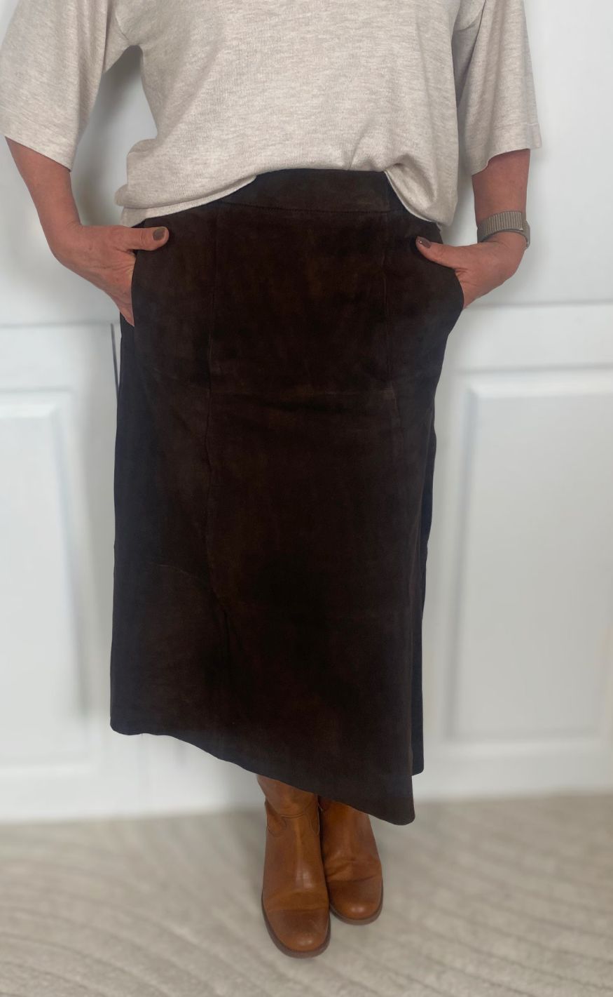 Notyz Nederdel - Suede Skirt - Dark Chocolate Brown