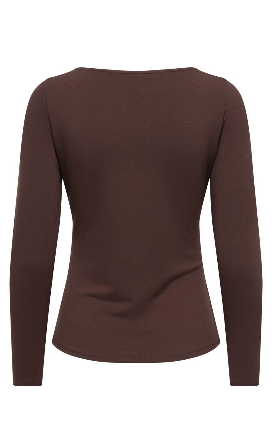 ONLY Bluse - Elena - Coffee Bean/Gold Charm