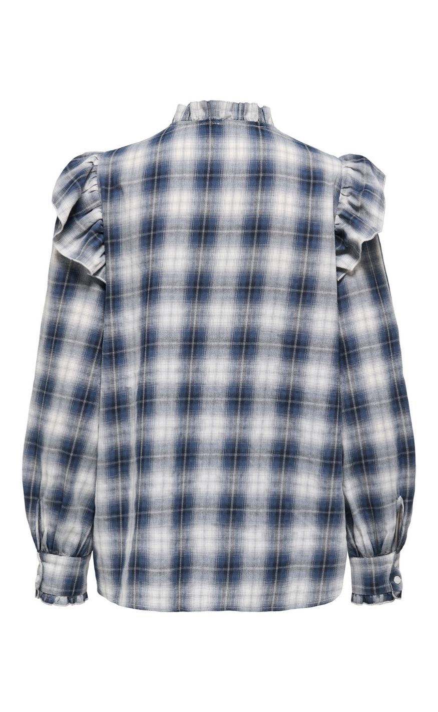 ONLY Bluse - Figa LS Flounce - Cloud Dancer Night Sky