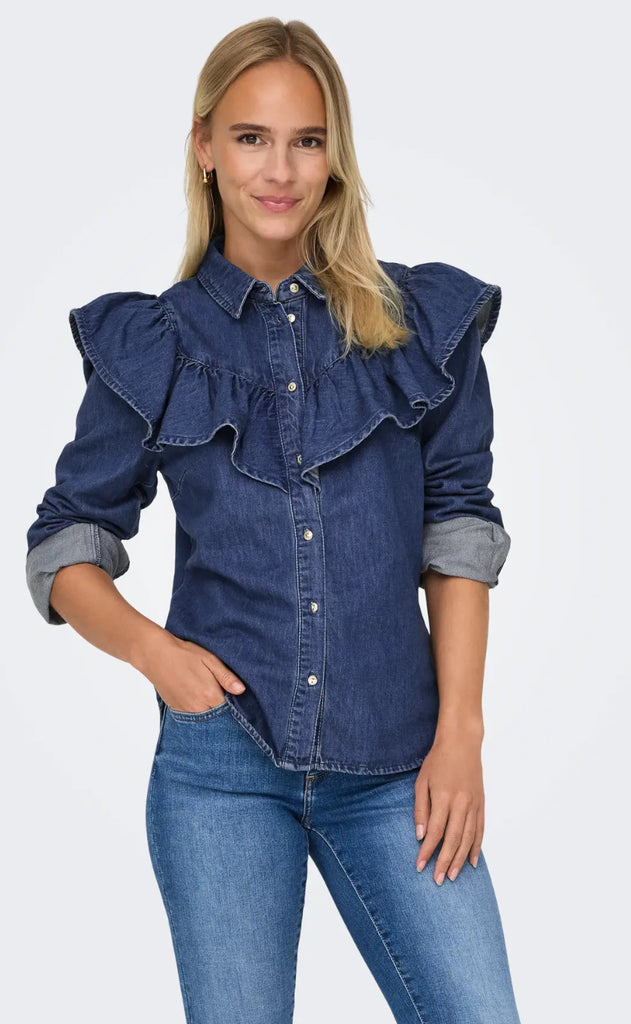 ONLY Bluse - Indigo - Dark Blue Denim