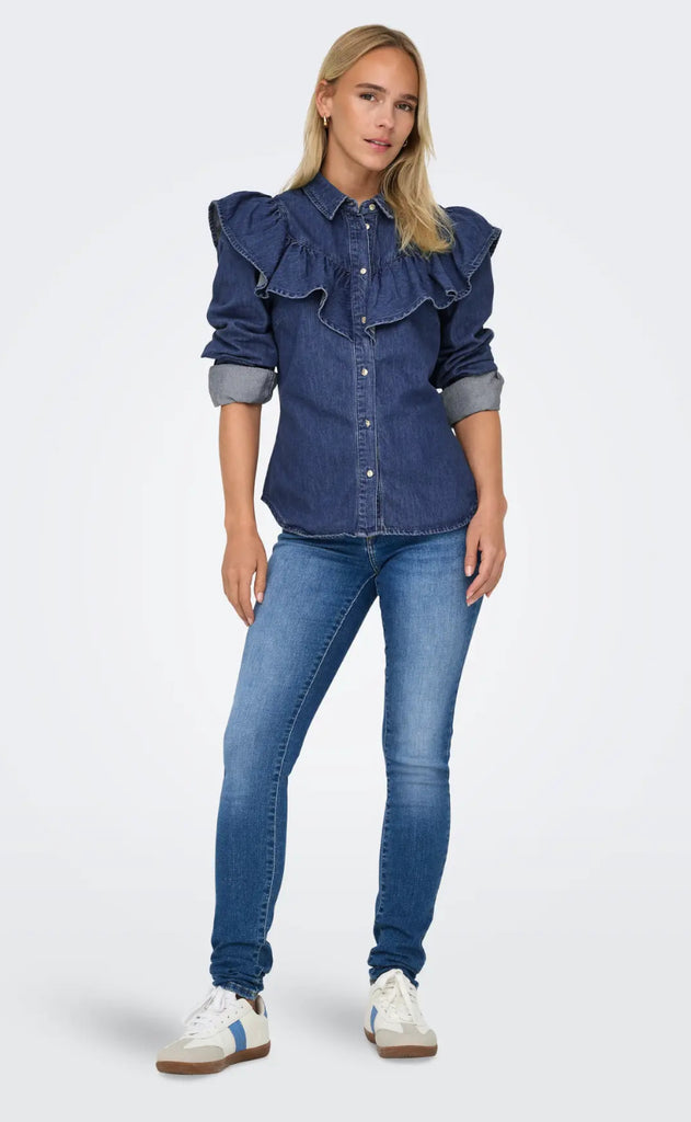 ONLY Bluse - Indigo - Dark Blue Denim