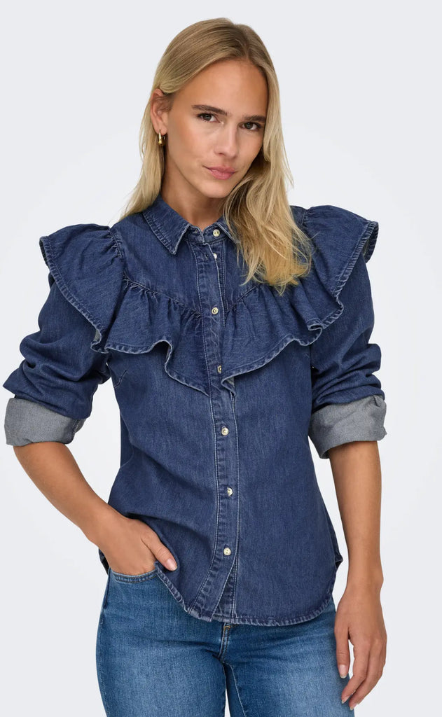 ONLY Bluse - Indigo - Dark Blue Denim
