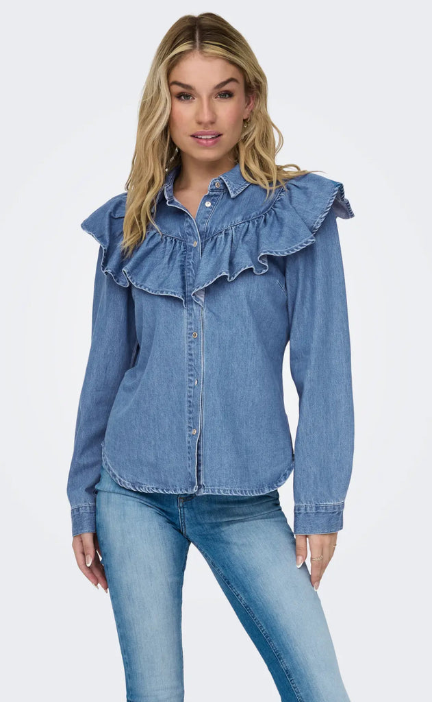 ONLY Bluse - Indigo - Medium Blue Denim