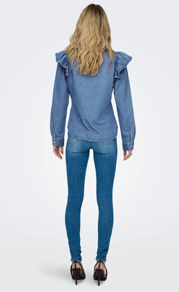 ONLY Bluse - Indigo - Medium Blue Denim