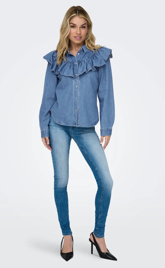 ONLY Bluse - Indigo - Medium Blue Denim