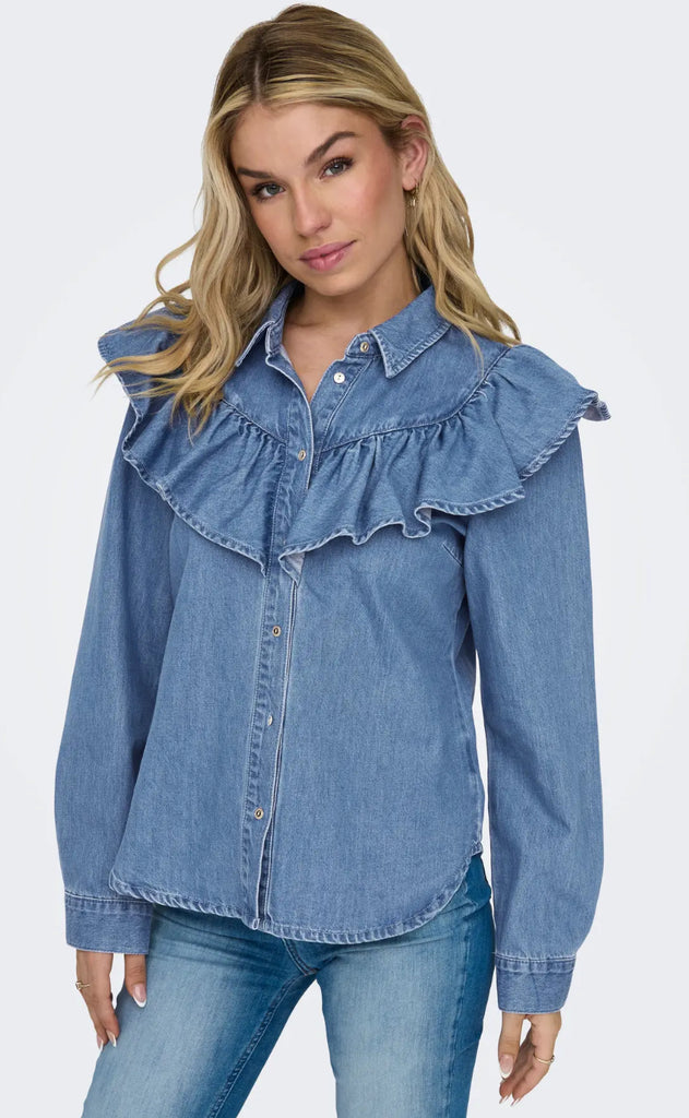 ONLY Bluse - Indigo - Medium Blue Denim
