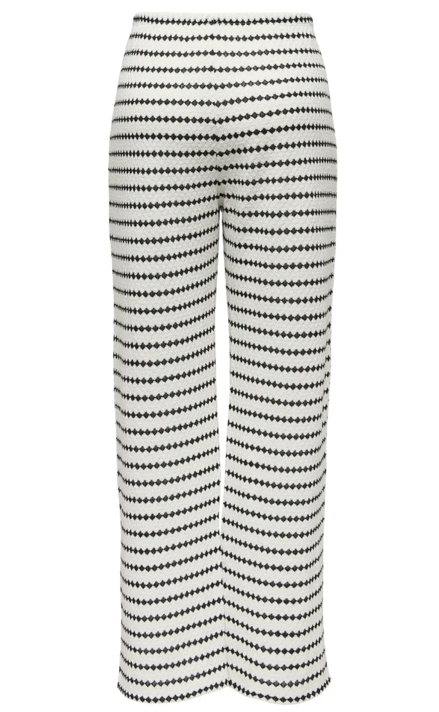 ONLY Bukser - Eva Stripe - Cloud Dancer/Black