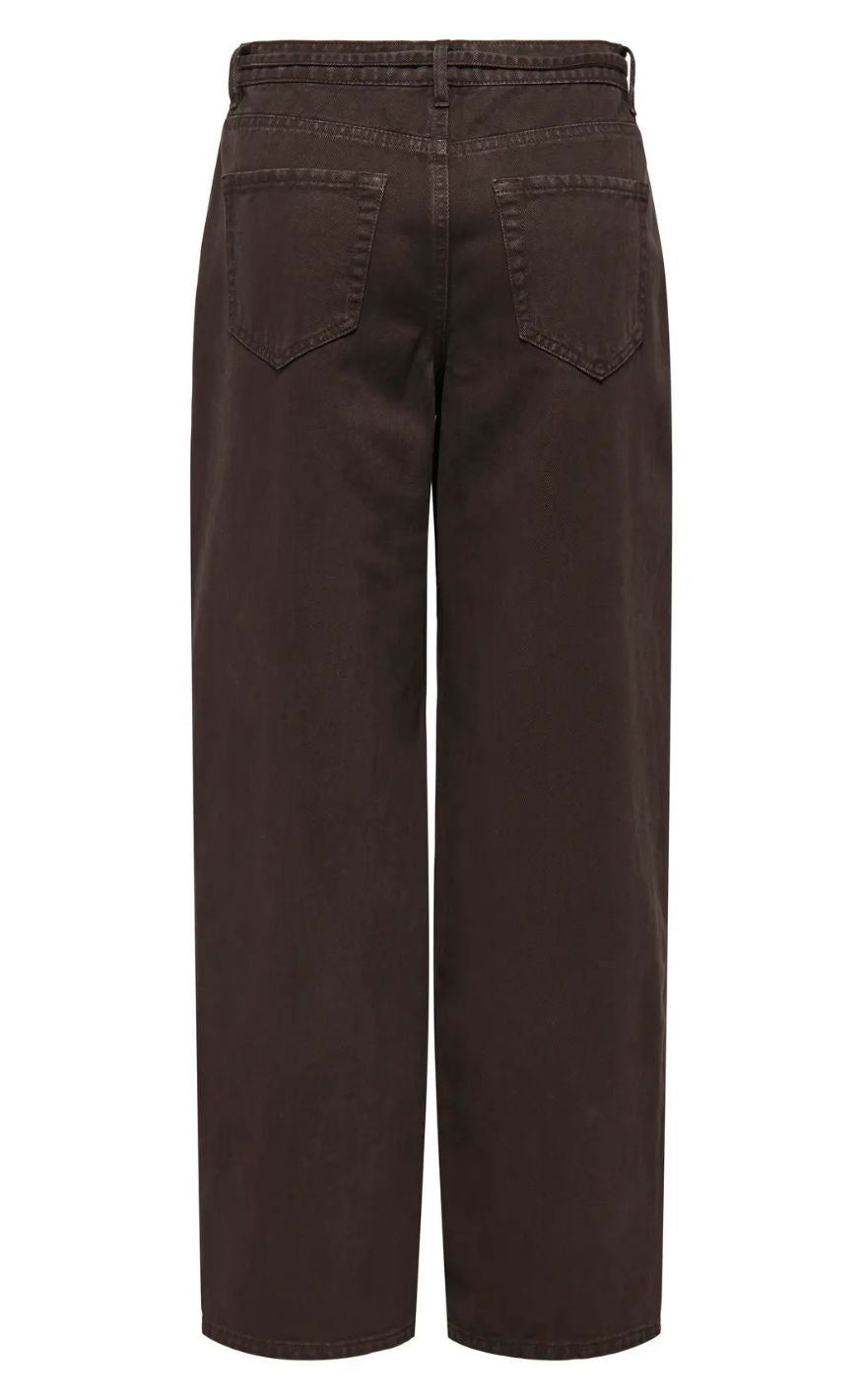 ONLY Bukser - Giana MW Straight - Dark Brown Denim