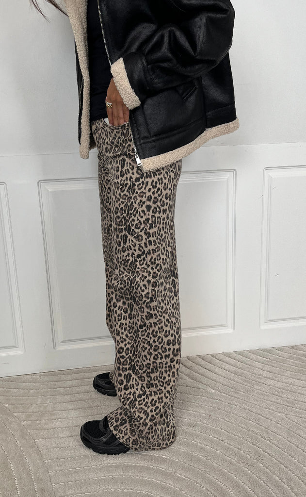 ONLY Bukser - Madison Blush Leo Wide - Washed Black Leo