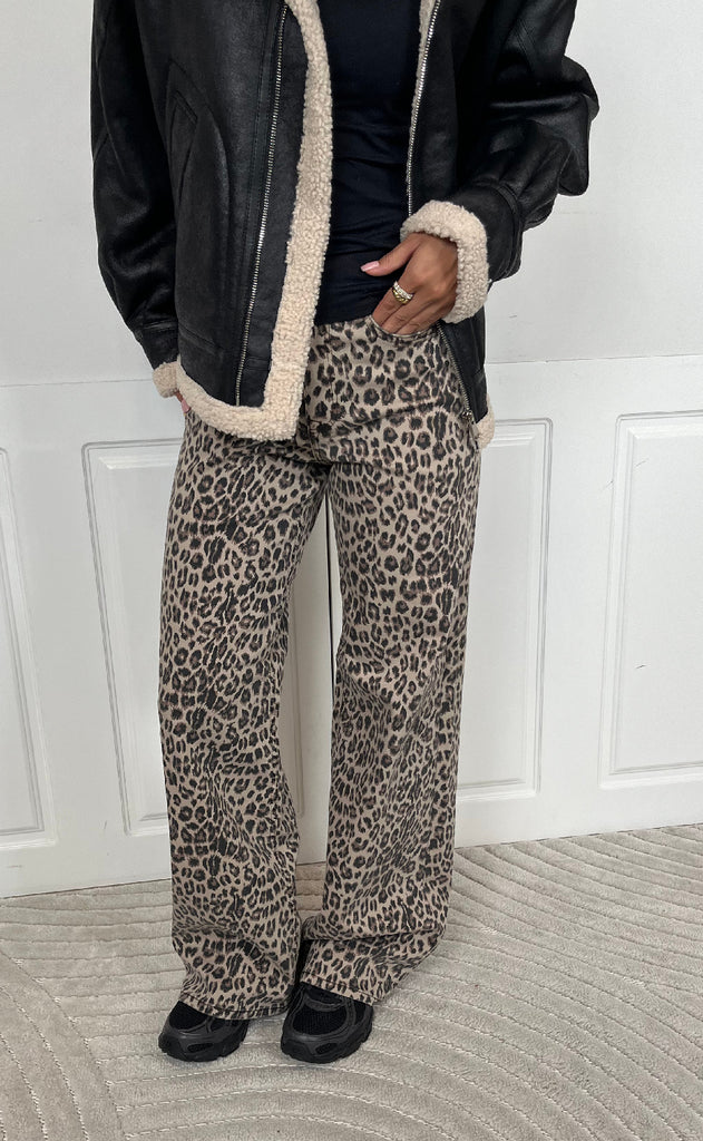 ONLY Bukser - Madison Blush Leo Wide - Washed Black Leo