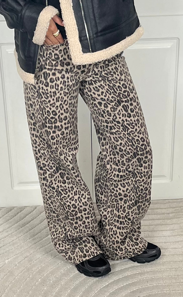 ONLY Bukser - Madison Blush Leo Wide - Washed Black Leo