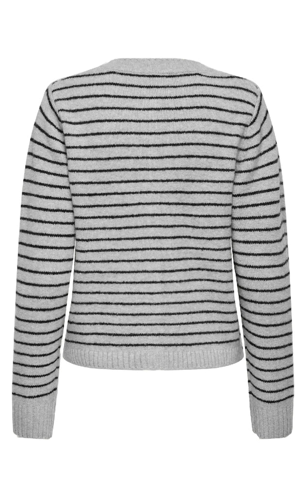 ONLY Cardigan - Chester LS - Light Grey Melange Black/Silver Button