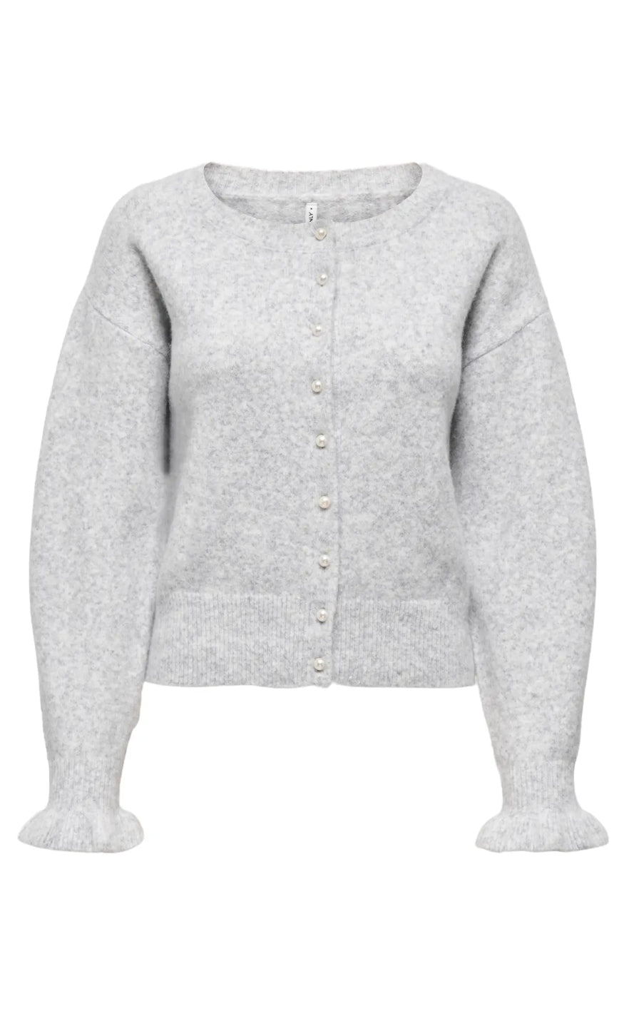 ONLY Cardigan - Rima - Light Grey Melange/Pearl Button