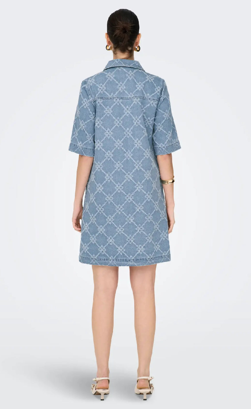 ONLY Kjole - Belle Print - Light Blue Denim