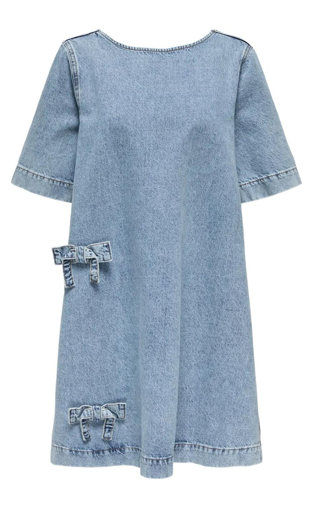 ONLY Kjole - Gigi Bow - Light Blue Denim