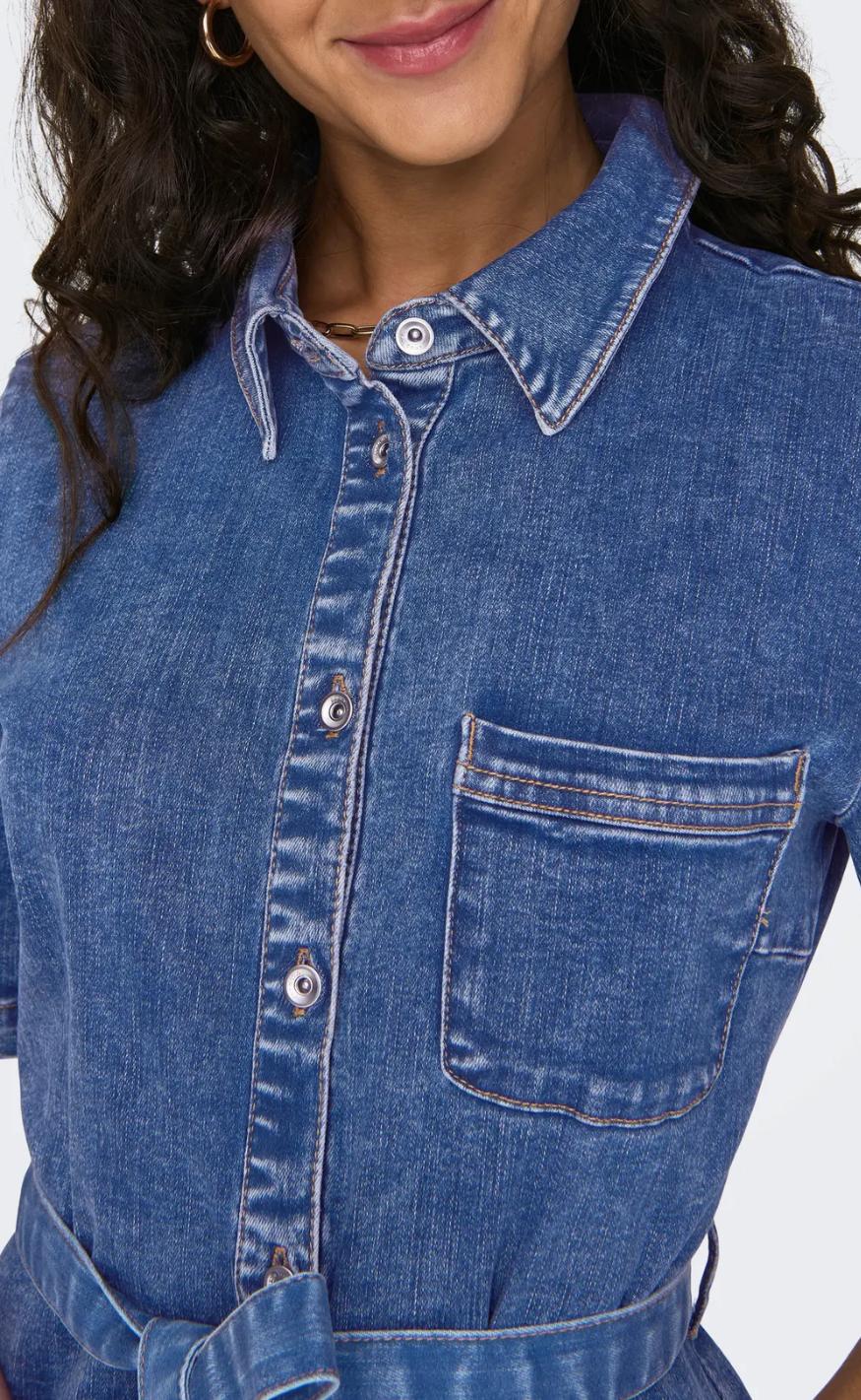 ONLY Kjole - Lana SS Long - Medium Blue Denim