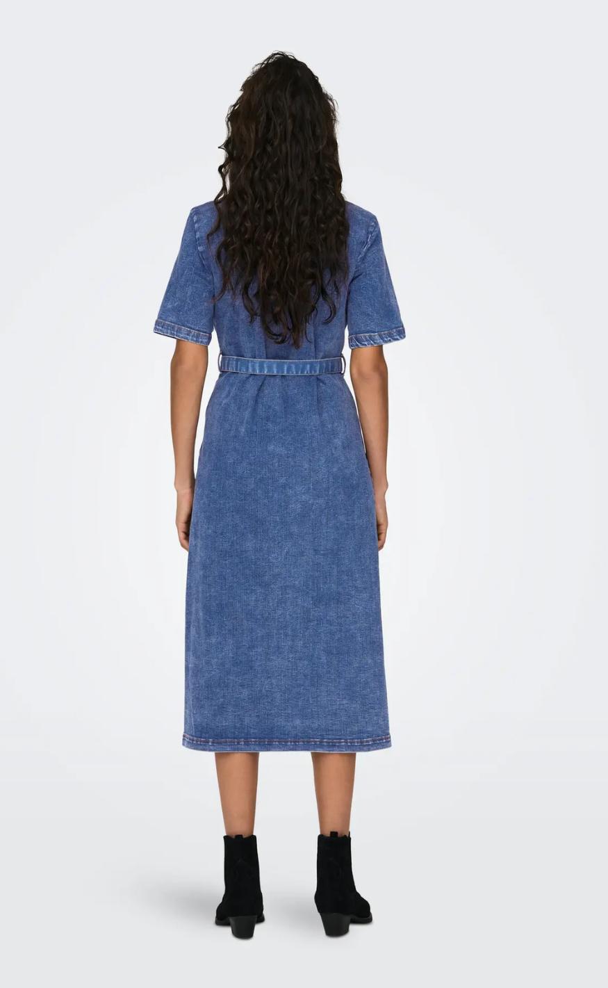 ONLY Kjole - Lana SS Long - Medium Blue Denim