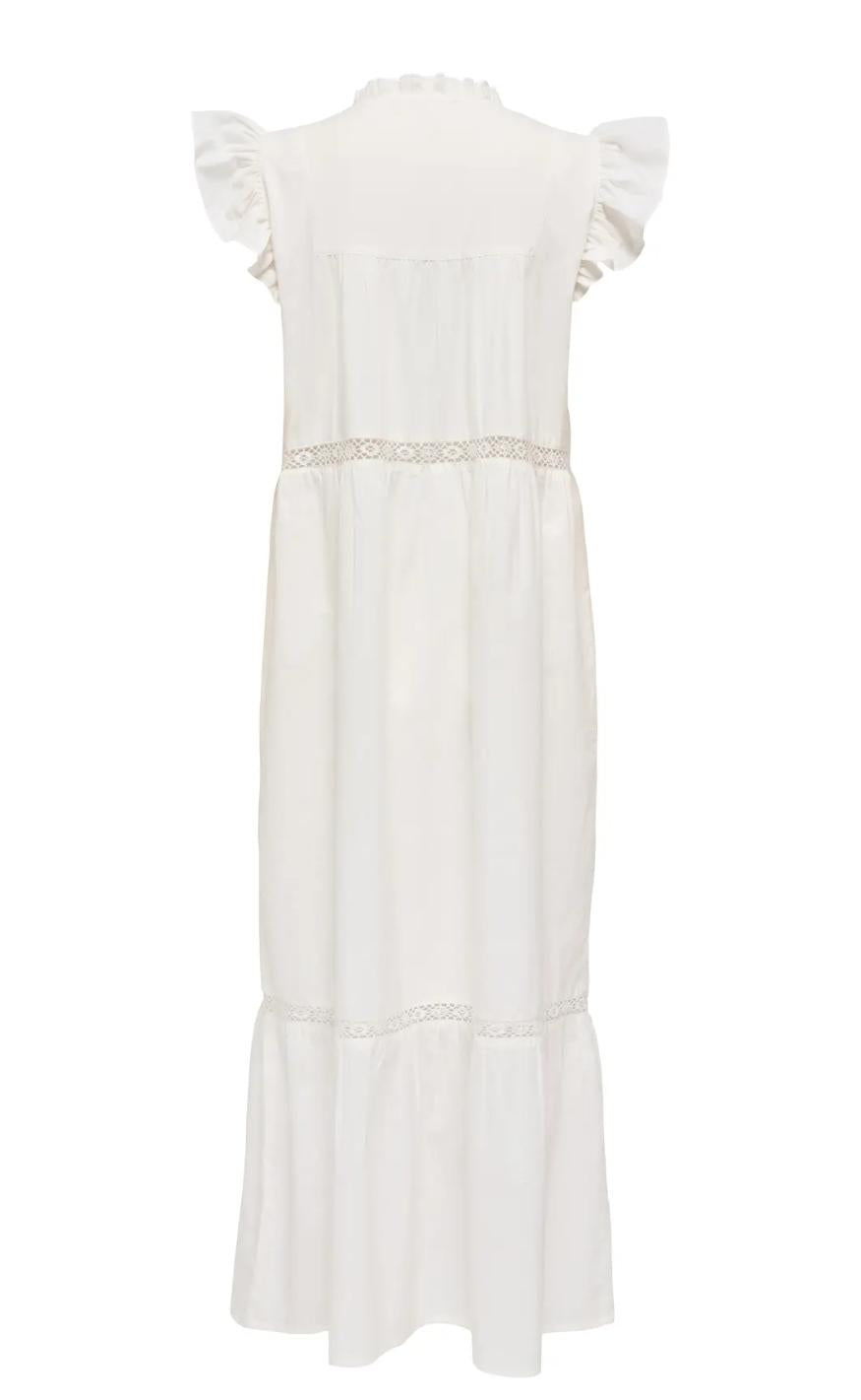 ONLY Kjole - Sunny Capsl Frill - Cloud Dancer