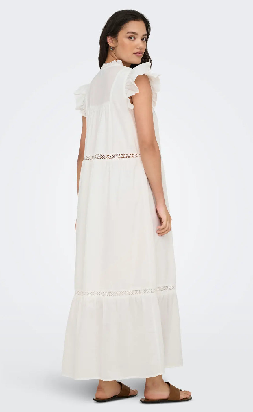 ONLY Kjole - Sunny Capsl Frill - Cloud Dancer