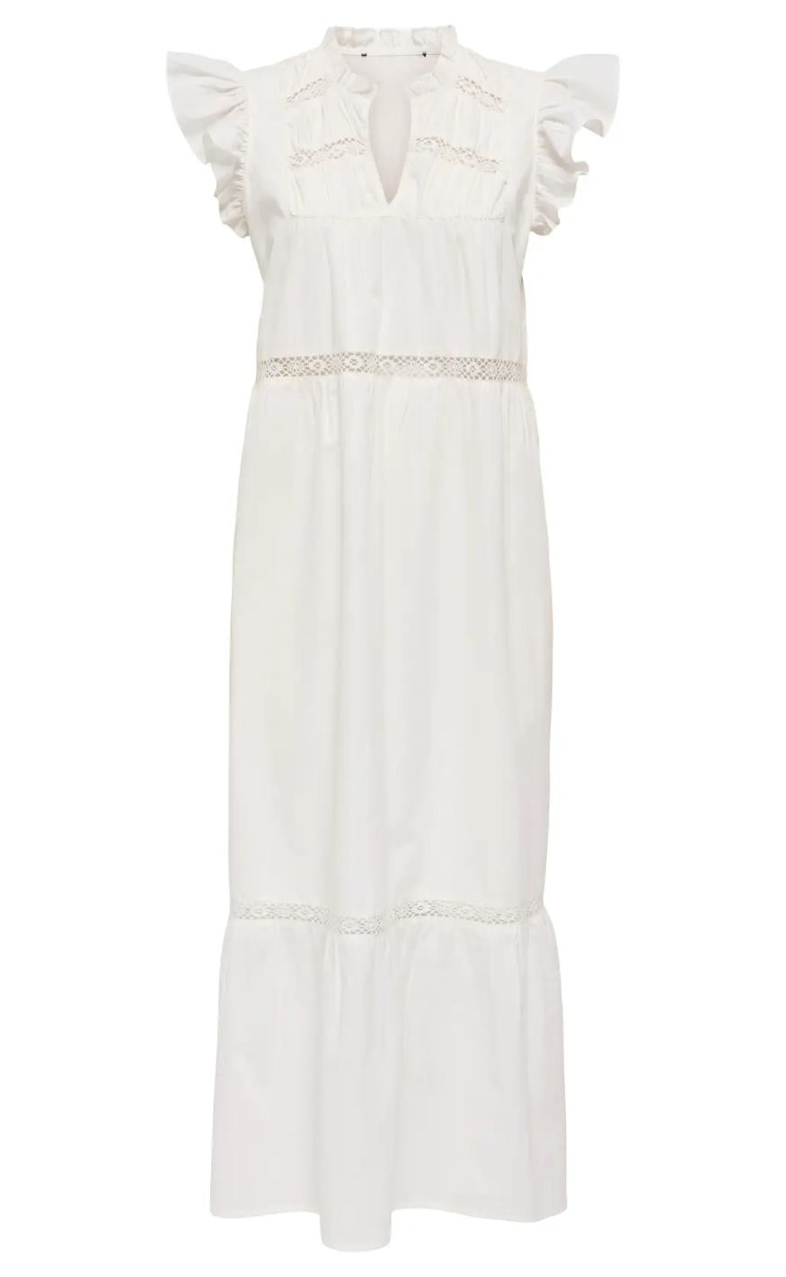 ONLY Kjole - Sunny Capsl Frill - Cloud Dancer