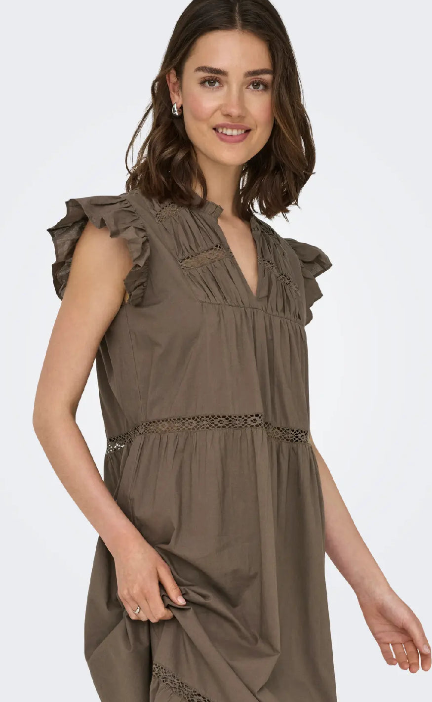 ONLY Kjole - Sunny Capsl Frill - Morel