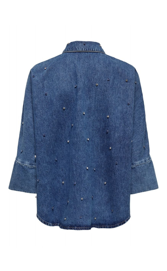 ONLY Skjorte - Grace Rhinestone - Medium Blue Denim