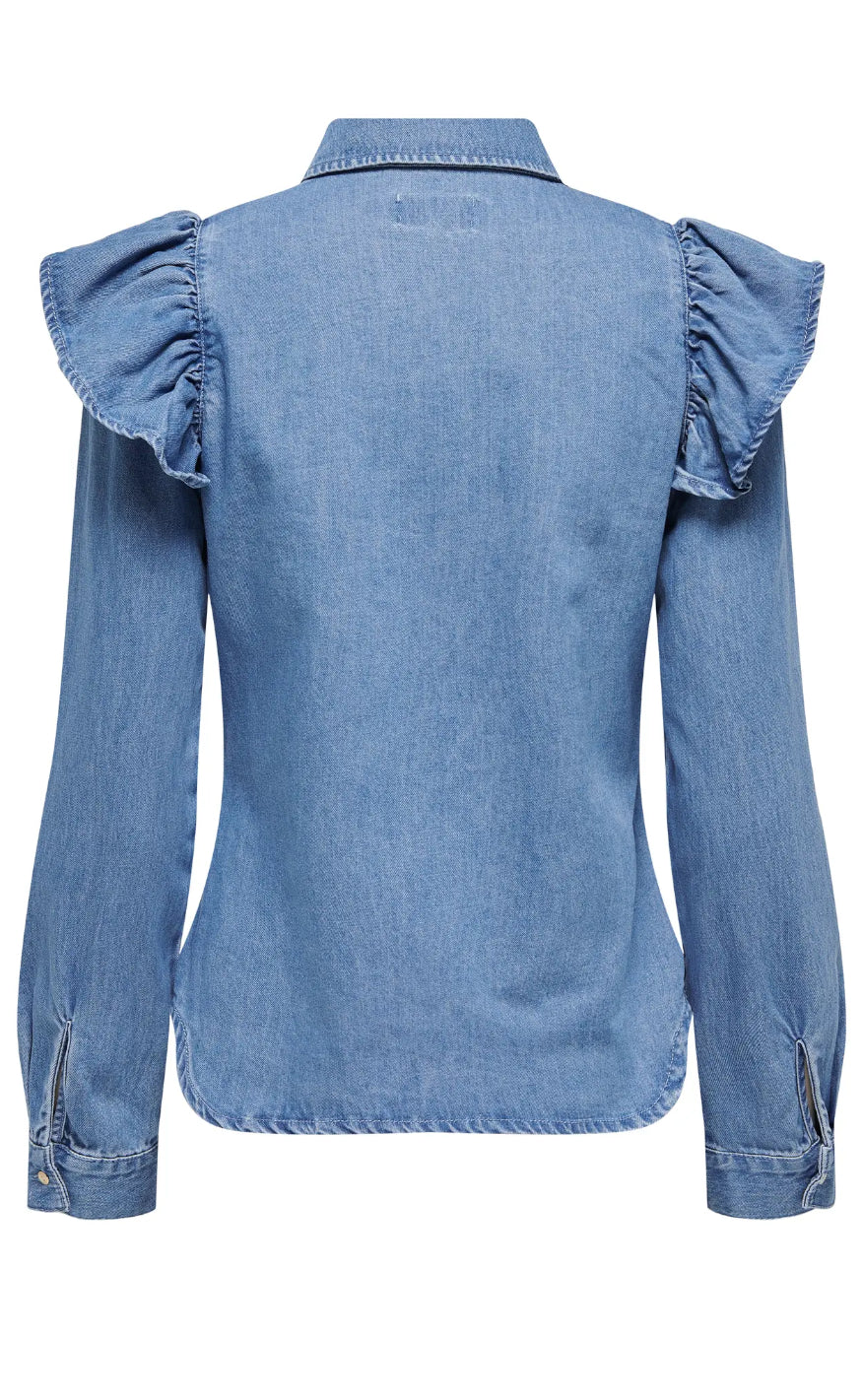 ONLY Skjorte - Indigo - Medium Blue Denim