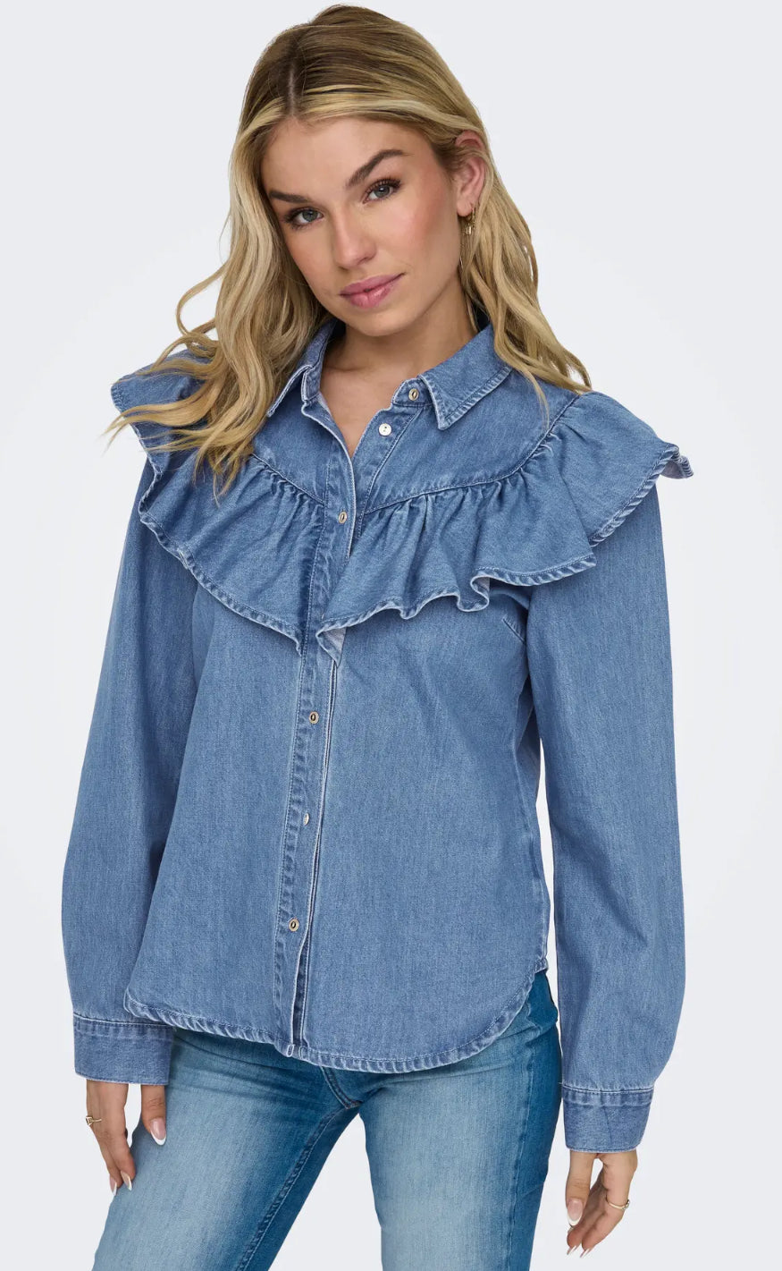 ONLY Skjorte - Indigo - Medium Blue Denim