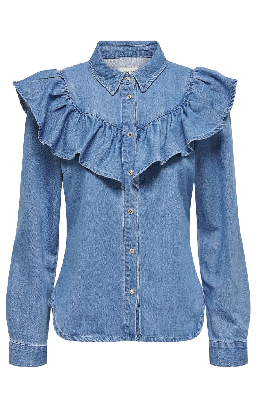 ONLY Skjorte - Indigo - Medium Blue Denim
