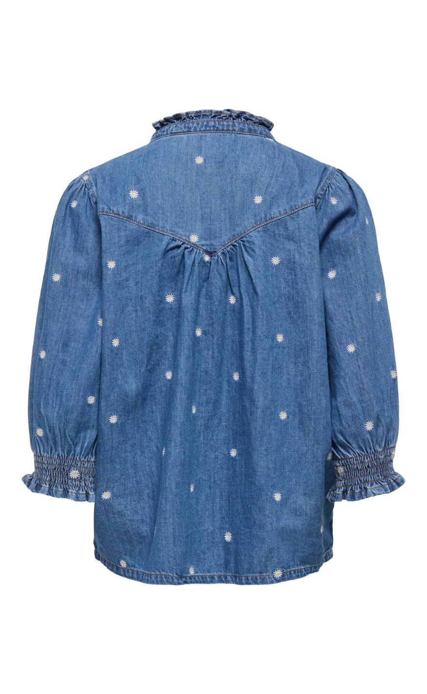 ONLY Skjorte - Raya Daisy - Medium Blue Denim