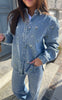 ONLY Skjorte - Vera - Light Blue Denim/Flower