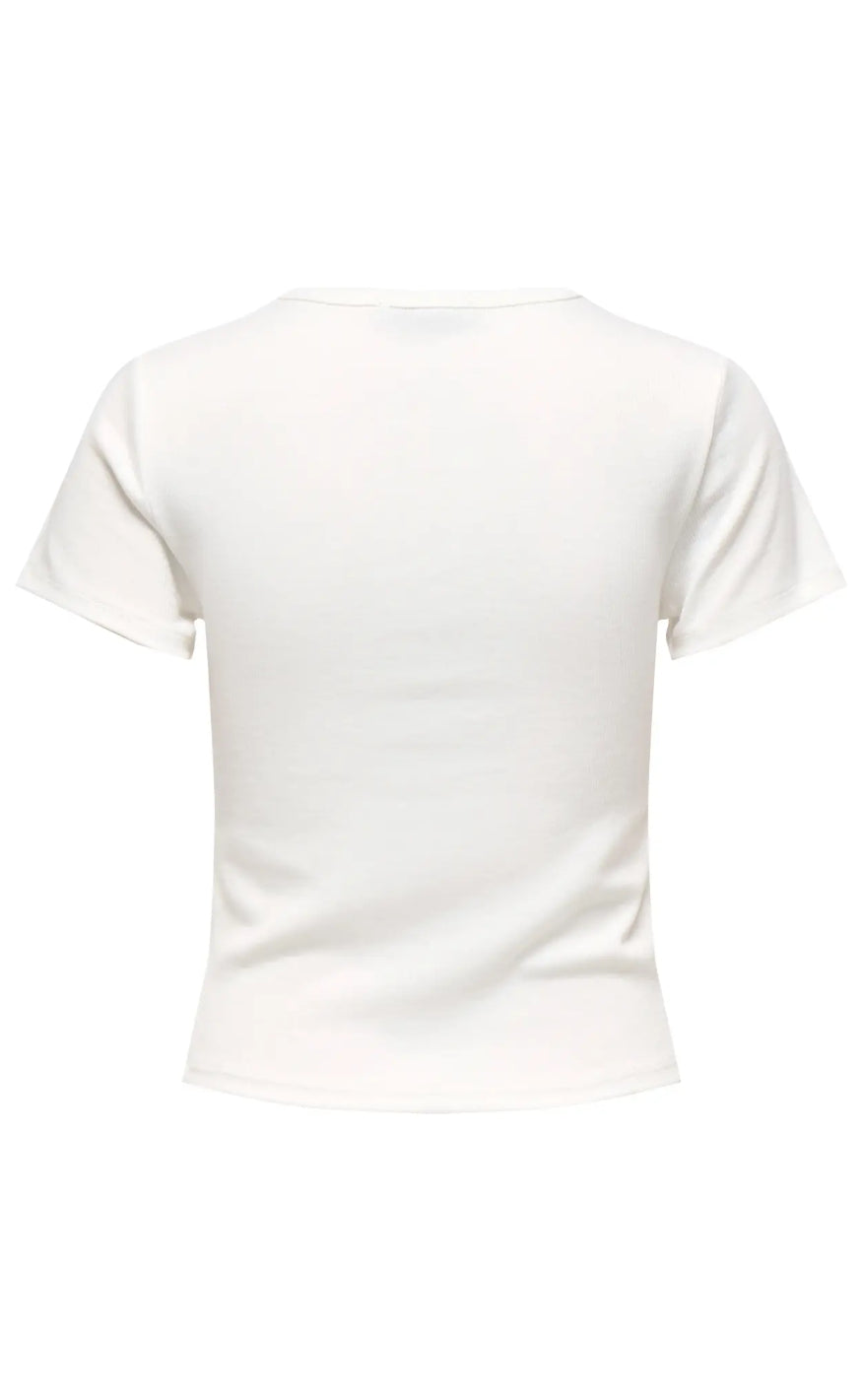 ONLY T-shirt - Elva June - Cloud Dancer/Red Heart