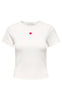ONLY T-shirt - Elva June - Cloud Dancer/Red Heart