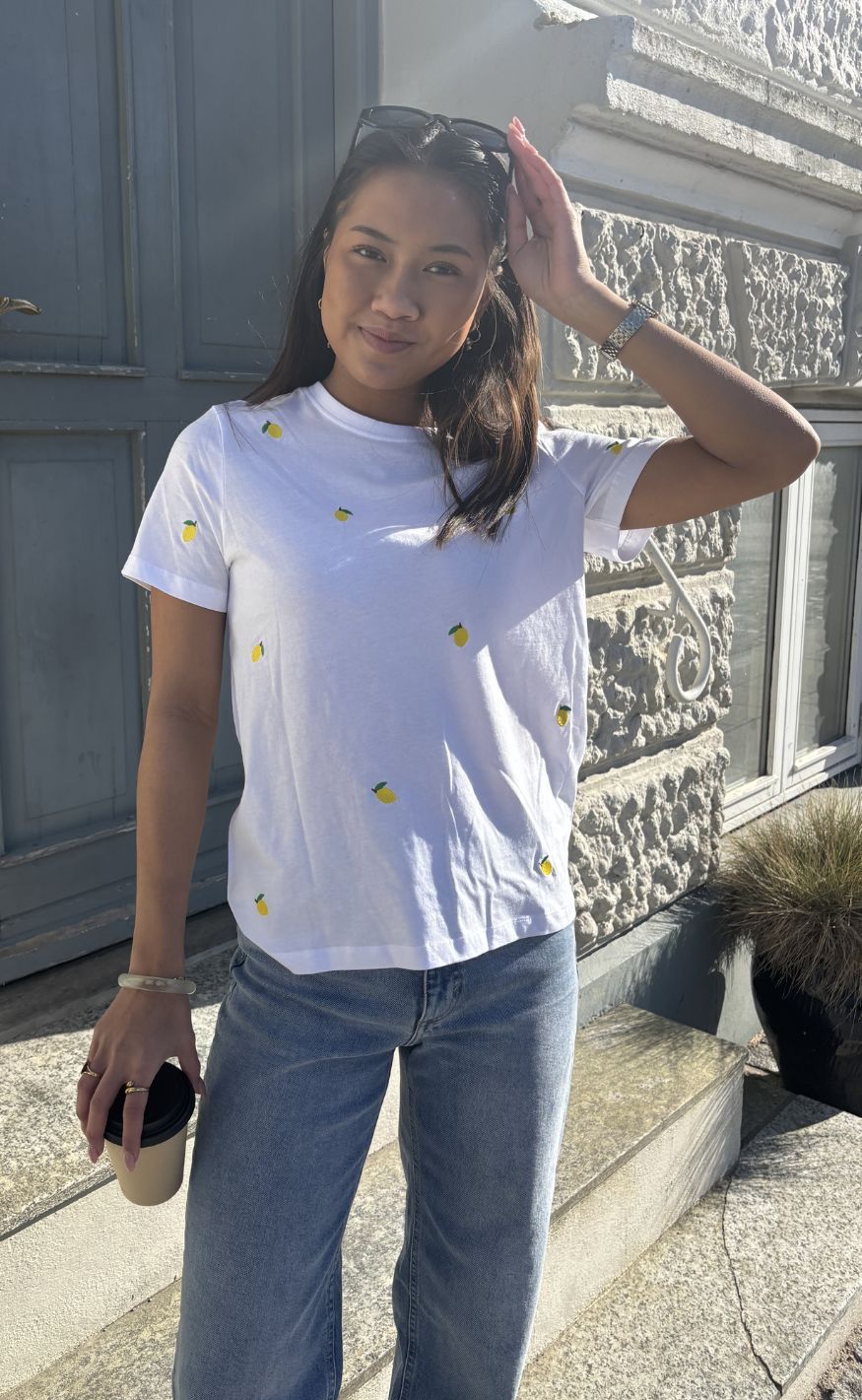 ONLY T-shirt - Ketty Life - Bright White Lemon