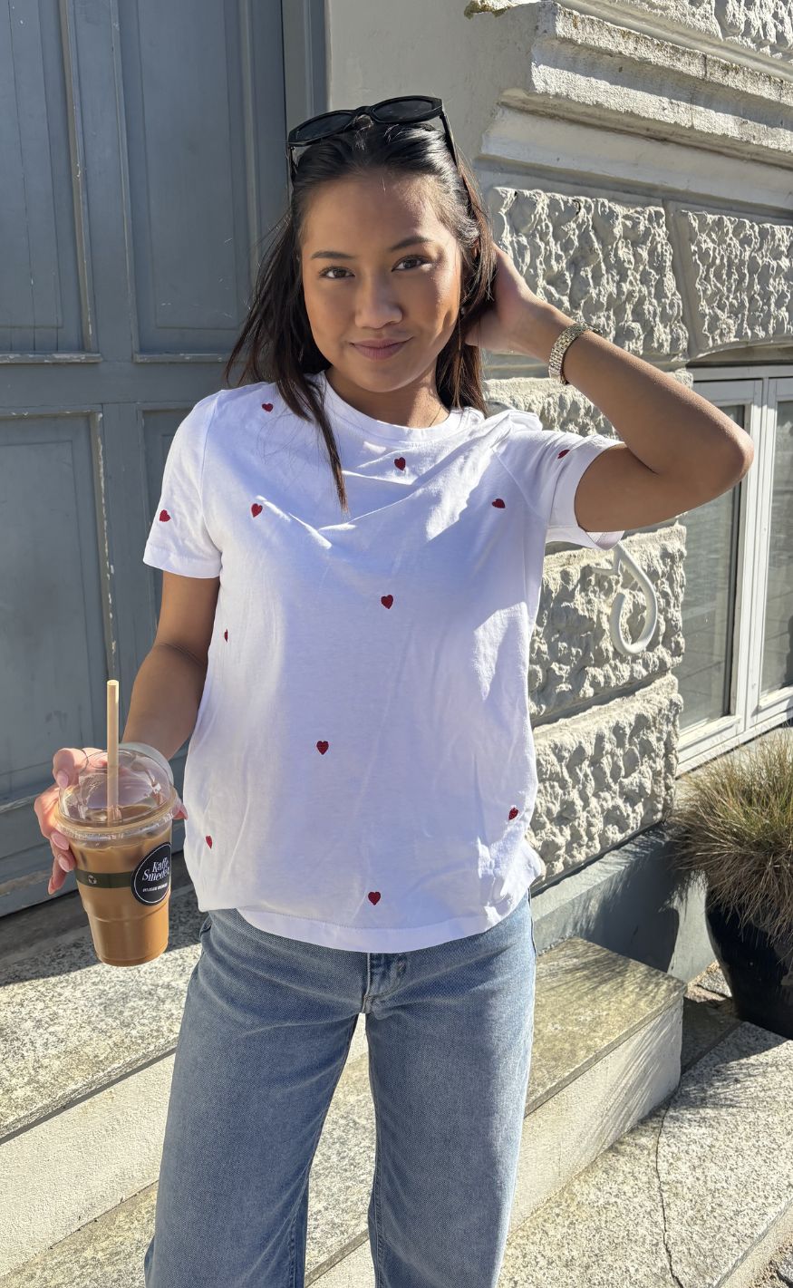 ONLY T-shirt - Ketty Life - Bright White/Heart