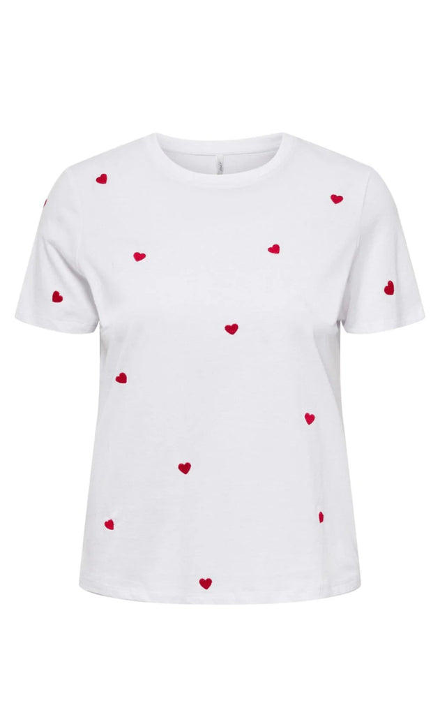 ONLY T-shirt - Ketty Life - Bright White/Heart