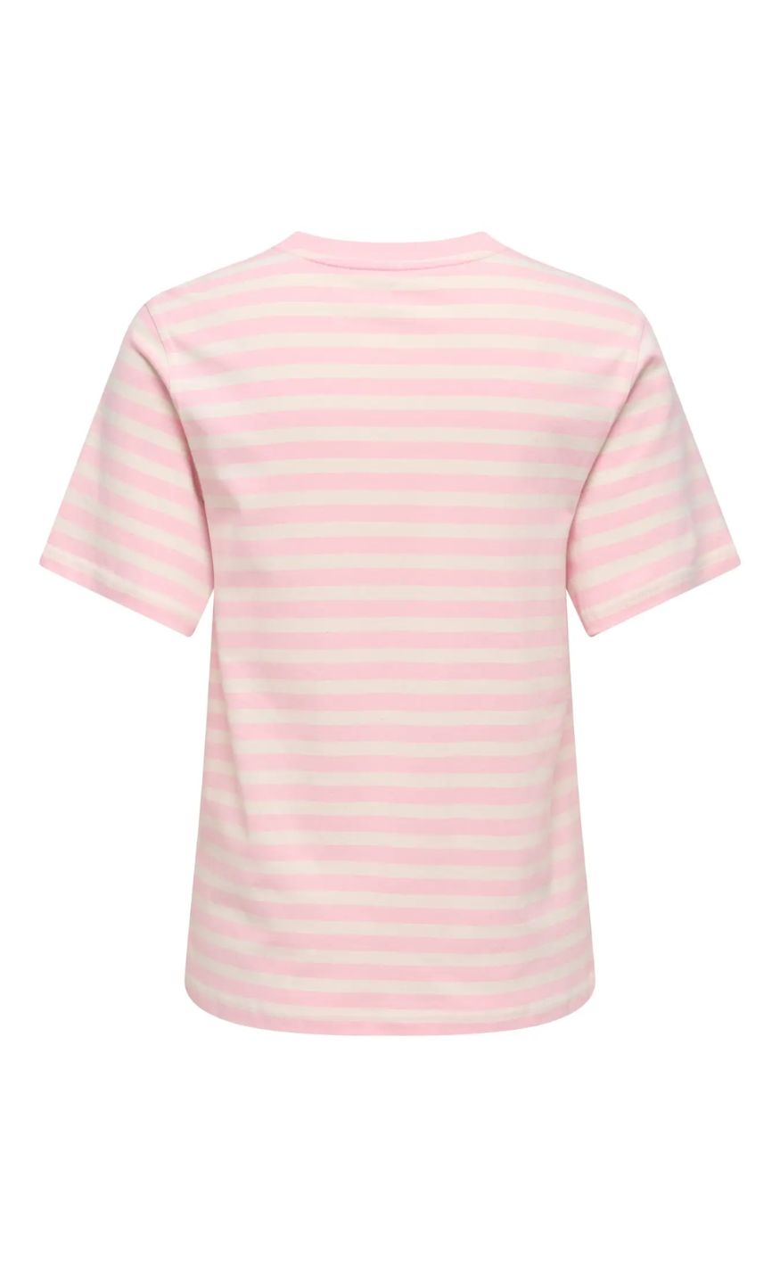 ONLY T-shirt - Livina - Rosy Touch/ Cloud Dancer/ Raspberry