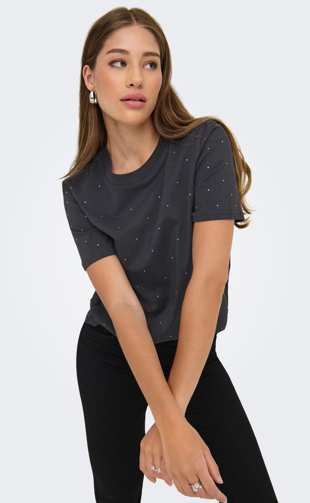 ONLY T-shirt - Monja Studs - Phantom Studs