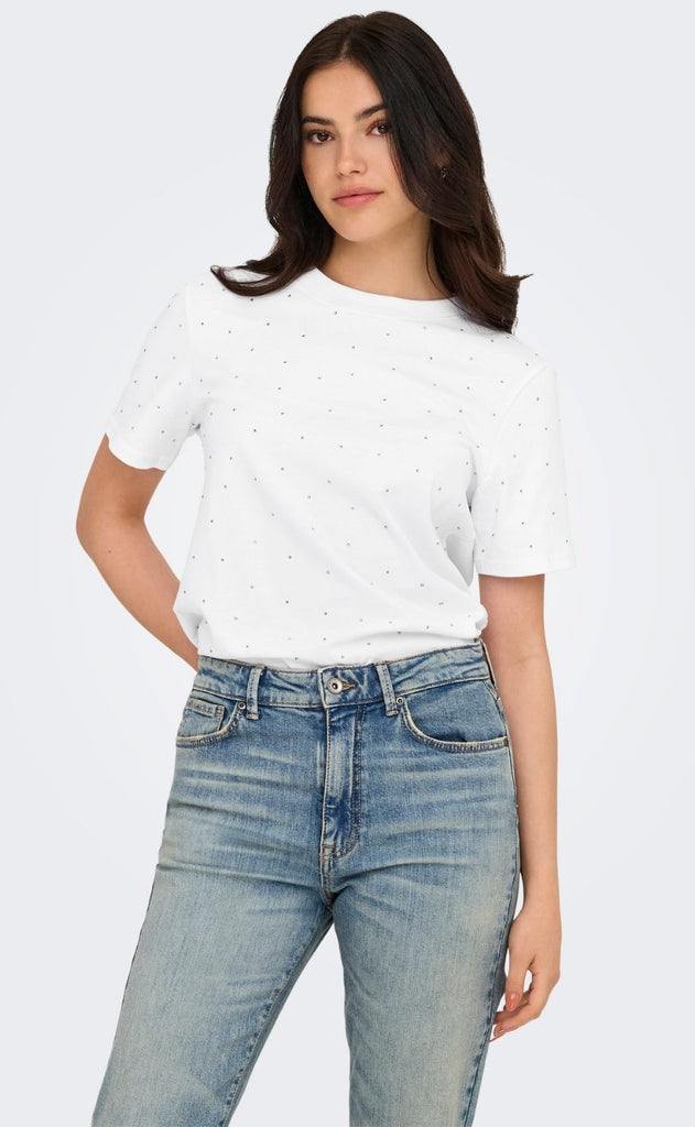 ONLY T-shirt - Monja Studs - White Studs