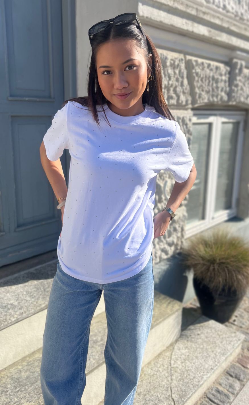 ONLY T-shirt - Monja Studs - White Studs