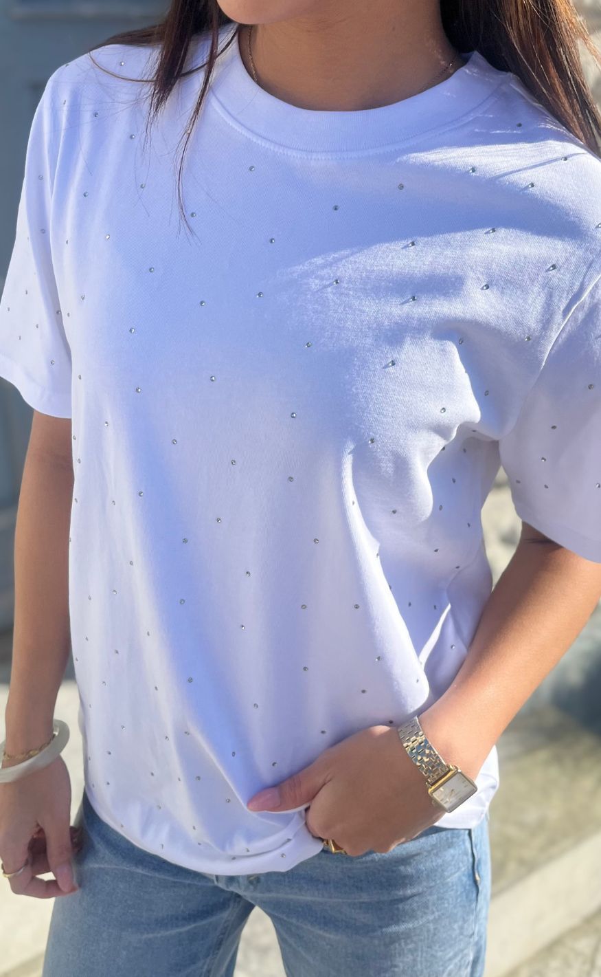 ONLY T-shirt - Monja Studs - White Studs